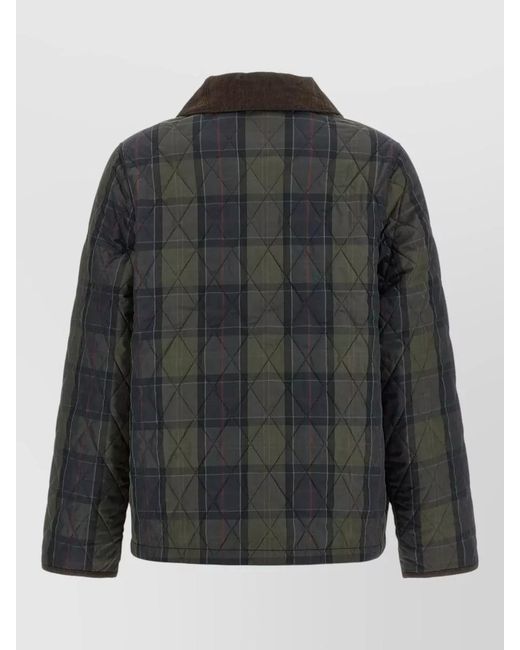 Barbour Black Liddesdale Quilted Coat Contrast Collar Pockets