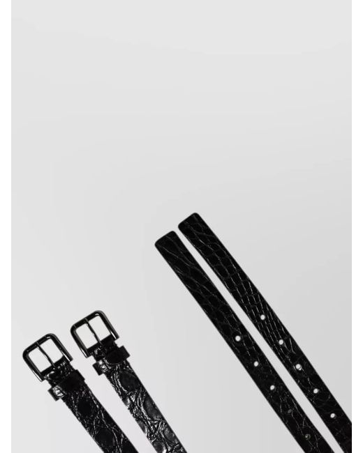 Dolce & Gabbana Gray Double Strap Leather Belt Buckle for men