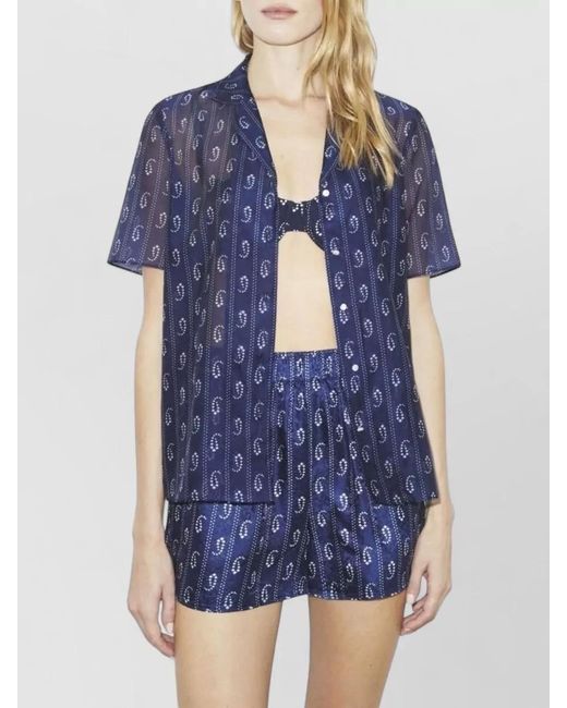 Tory Burch Blue Silk Blend Shorts Paisley Lightweight Relaxed