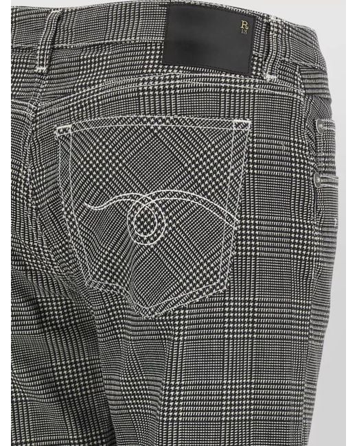 R13 Gray Boy Straight Trousers Checked Pattern Pockets