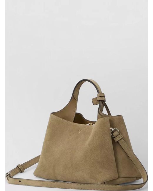 Tod's Natural Micro Suede Leather Shoulder And Top Handle Bag