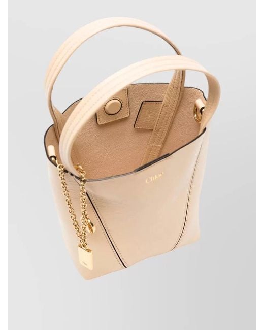 Chloé Natural Small Leather Spin Bucket Shoulder Bag