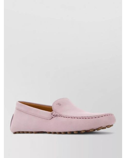 Tod's Pink Suede Leather Loafers