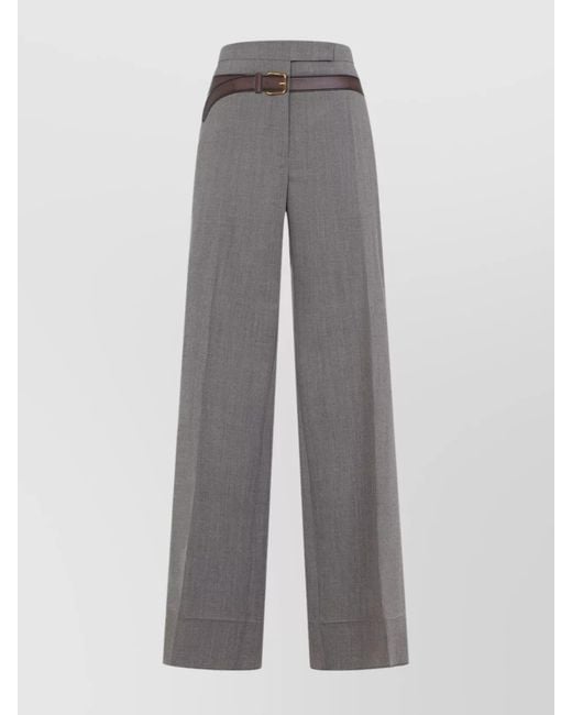 Prada Gray High-Rise Wide-Leg Trousers