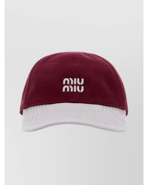 Miu Miu Red Two-Tone Cotton Baseball Cap