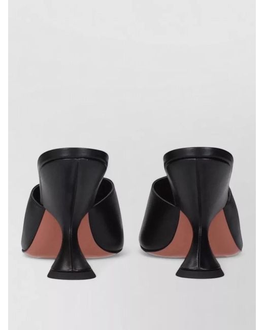 AMINA MUADDI Black Leather Stiletto-Heel Mules