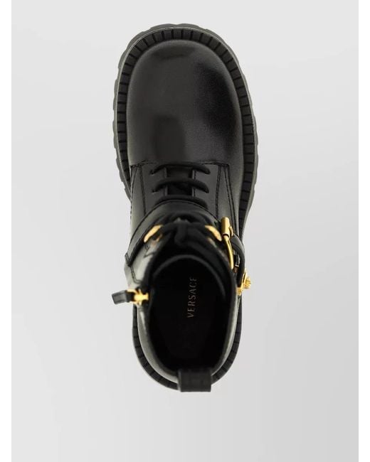 Versace Black Ankle Lace Up Boots Chunky Sole
