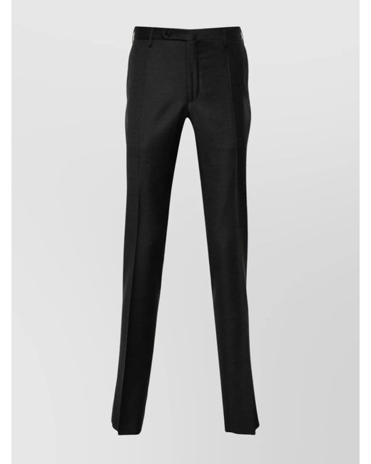 Incotex Black Virgin Wool Straight-Leg Trousers for men