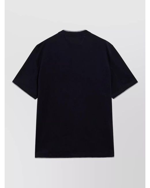 Brunello Cucinelli Blue Crew Neck Short Sleeve Knit Shirt for men
