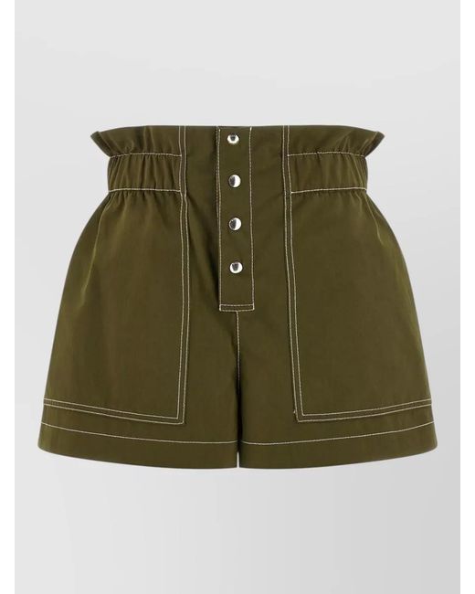 Marni Green Cotton Gabardine Tailored Shorts
