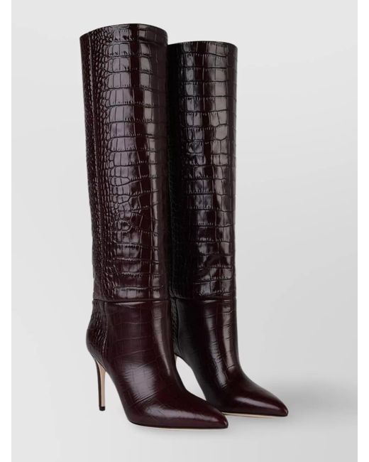 Paris Texas Brown '85 Stiletto' Crocodile Knee Boots