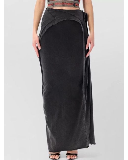 OTTOLINGER Black High Waist Wrap Maxi Skirt Side Drape