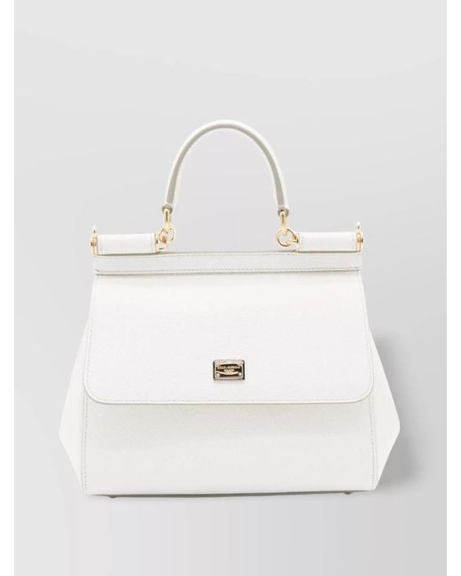 Dolce & Gabbana White Sicily Medium Leather Shoulder Bag