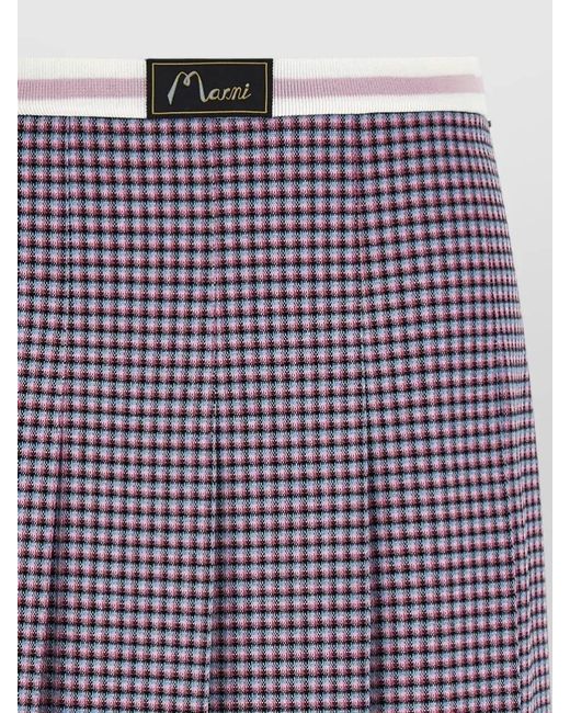 Marni Purple Houndstooth Pleated Skirt