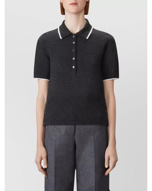 Thom Browne Black Cashmere Short-Sleeve Polo Shirt