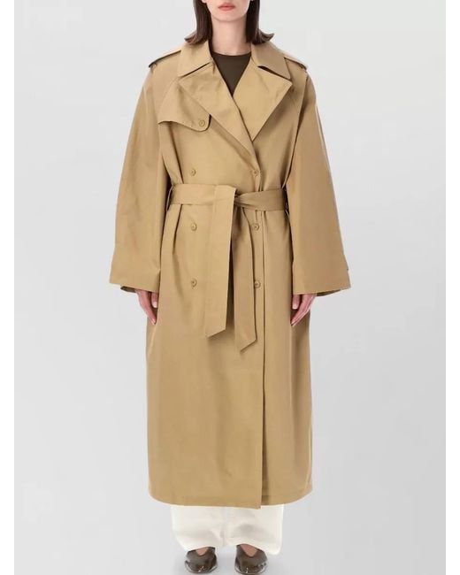 Frankie Shop Natural Riva Cotton Trench Coat Belted Design