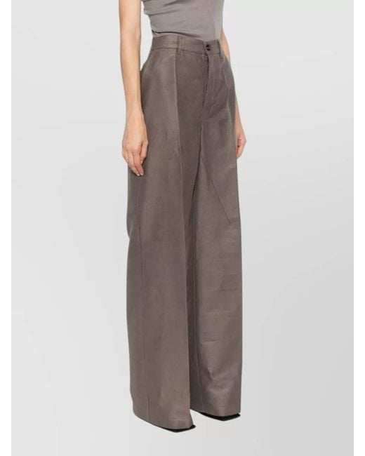 Rick Owens Brown High Waist Wide Leg Tailored Pants