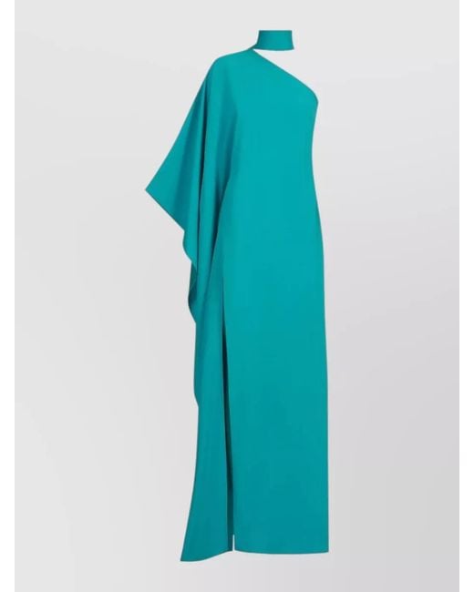 Taller Marmo Blue One-Shoulder Scarf-Neckline Maxi Dress