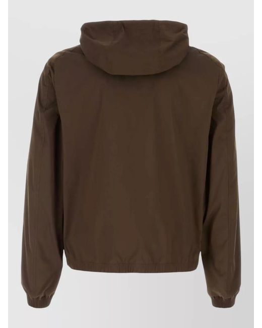 Moorer Brown Stretch Polyester Albori Jacket Hood And Pockets for men