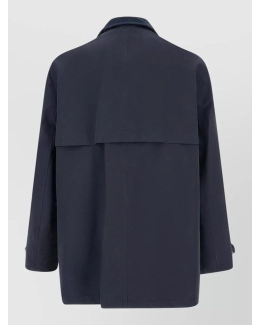 Brunello Cucinelli Blue Techno Cotton Jacket High Collar Design for men