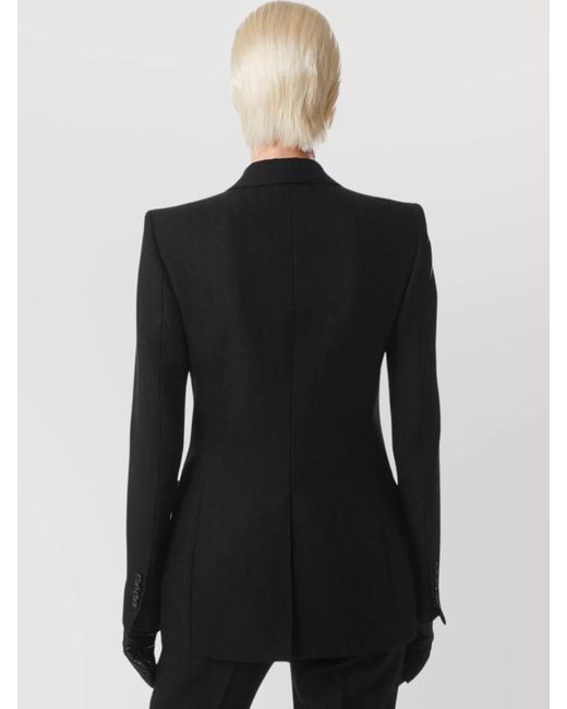 Tom Ford Black Virgin Wool Herringbone Double-Breasted Blazer