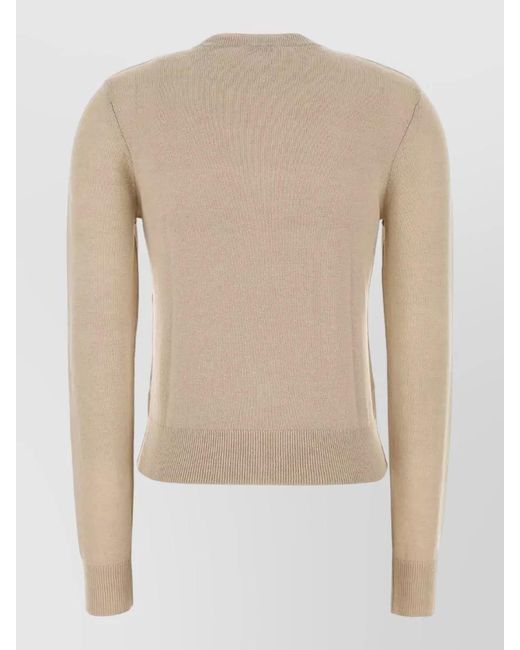 Burberry Natural Wool Cotton Cardigan Long Sleeves Crew Neck