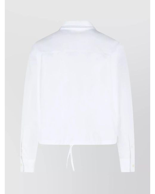 Marni White Cotton Cropped Oversized Long-Sleeve Shirt