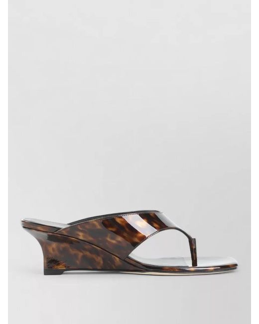 Stuart Weitzman Gray Vinnie Wedge Thong Sandals Tortoiseshell Strap