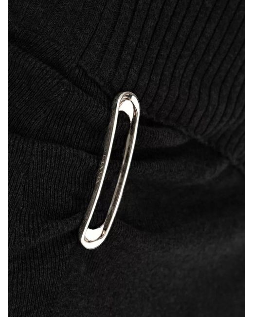 Lanvin Black Stretch Wool Blend Ribbed Turtleneck Midi Dress