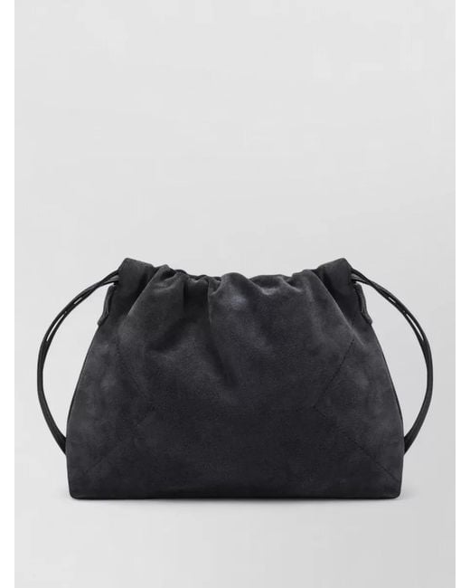 Brunello Cucinelli Black Bucket Bag Suede Texture Top Handle