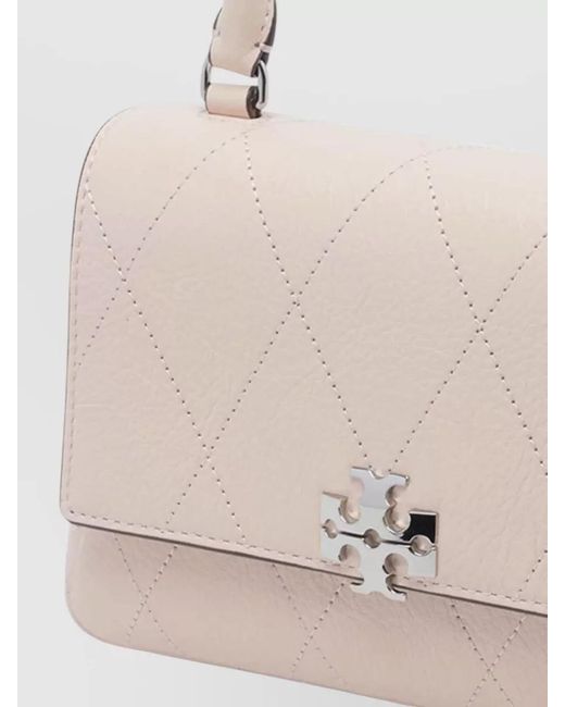 Tory Burch Natural Charlie Quilted Chain Wallet Top Handle
