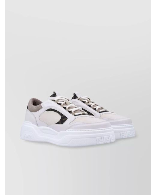 Fendi Multicolor Calf Leather Paneled Low-Top Sneakers for men