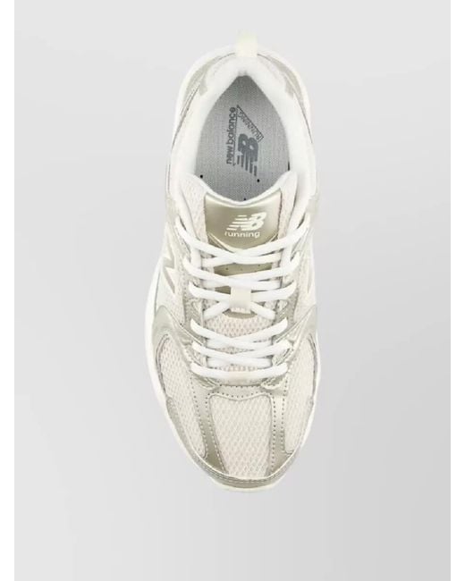 New Balance White Metallic Mesh Sneakers Pull Tab Heel