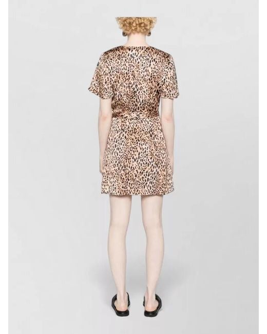 Mc2 Saint Barth Multicolor Wrap Dress Belted Waist Leopard Print Short Sleeves