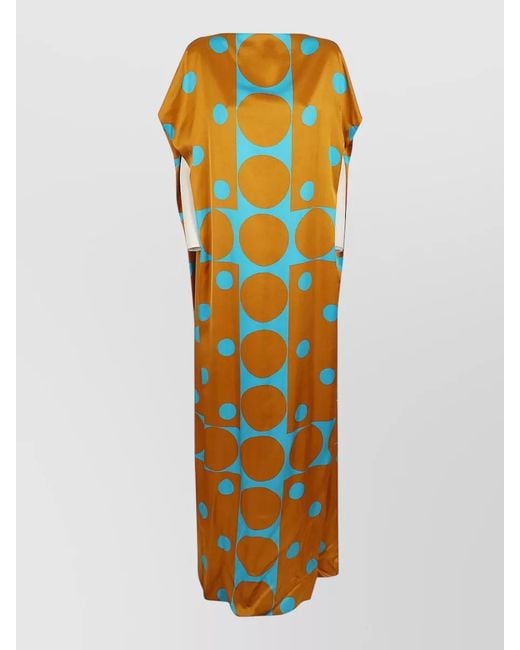 Dries Van Noten Orange Long Satin Dress Open Back Design