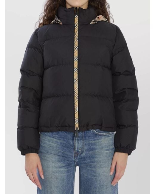 Burberry Black Puffer Jacket With Concealed Hood