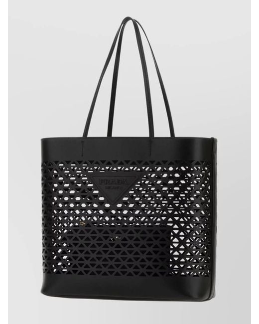 Prada Black Leather Shopping Bag