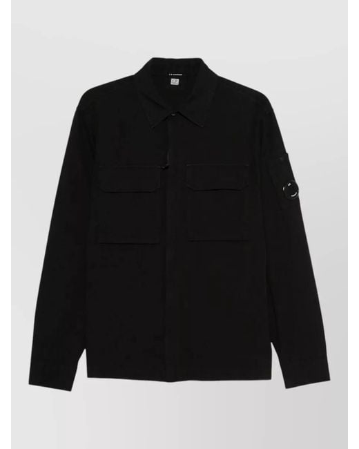 C P Company Black Cotton Overshirt Jacket for men