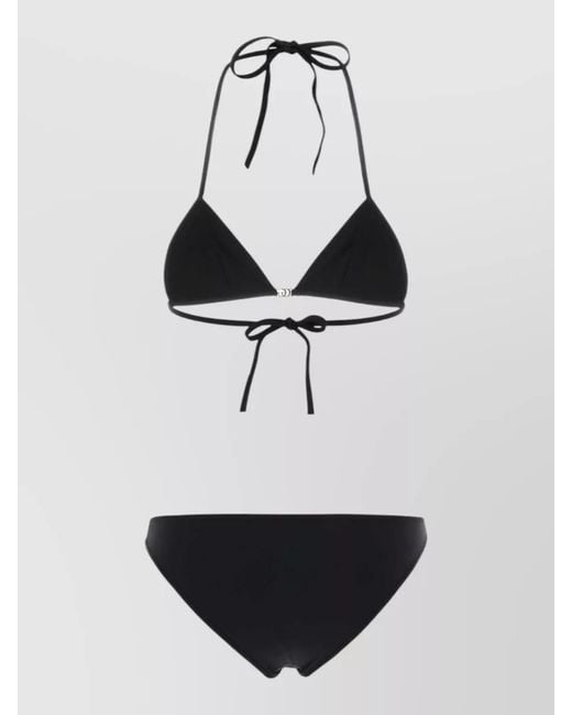 Gucci White Stretch Nylon Bikini Adjustable Straps Triangle