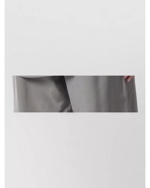 Rohe Gray Striped Collared Top Long Cuffed Sleeves