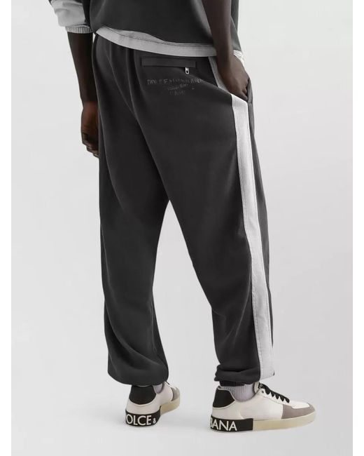 Dolce & Gabbana Black Graphic Side-Stripe Track Pants for men