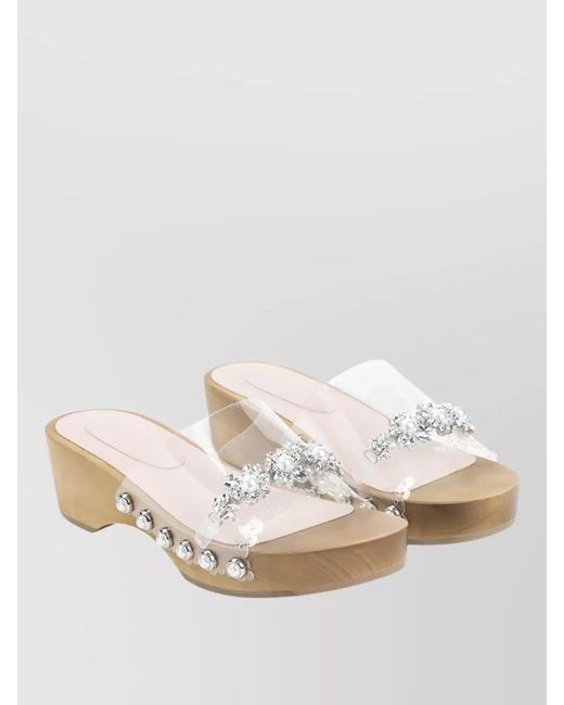 Simone Rocha Multicolor Embellished Wooden Clog Sandals