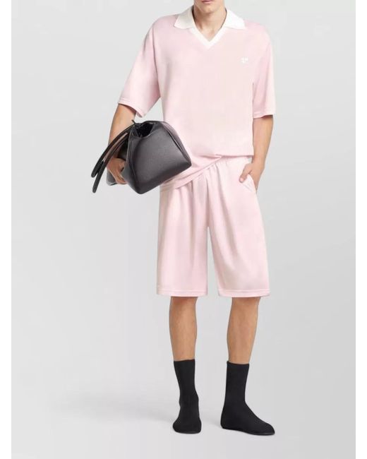 Courreges Pink Oversized V-Neck Short-Sleeve Polo Shirt