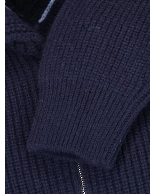Malo Blue Hooded Crewneck Cropped Ribbed Lounge Top