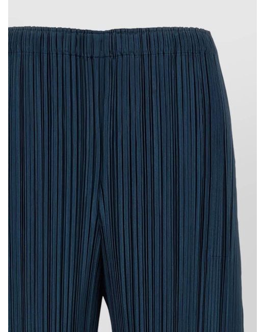 Pleats Please Issey Miyake Blue Mellow Pleats Wide-Leg Trousers