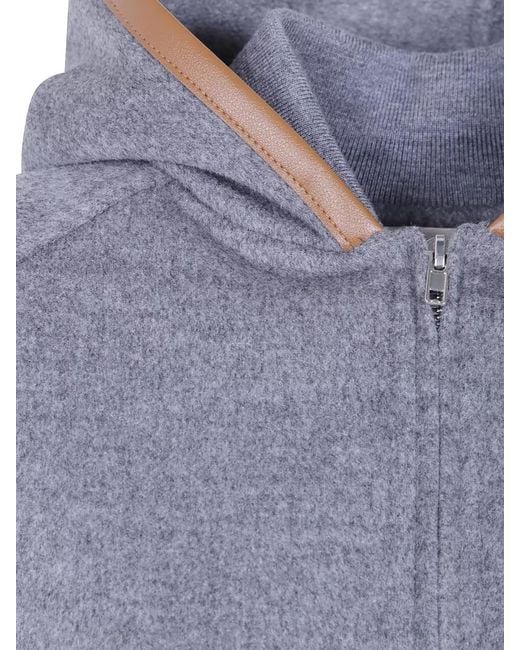 Semicouture Blue Wool Hooded Bomber Jacket