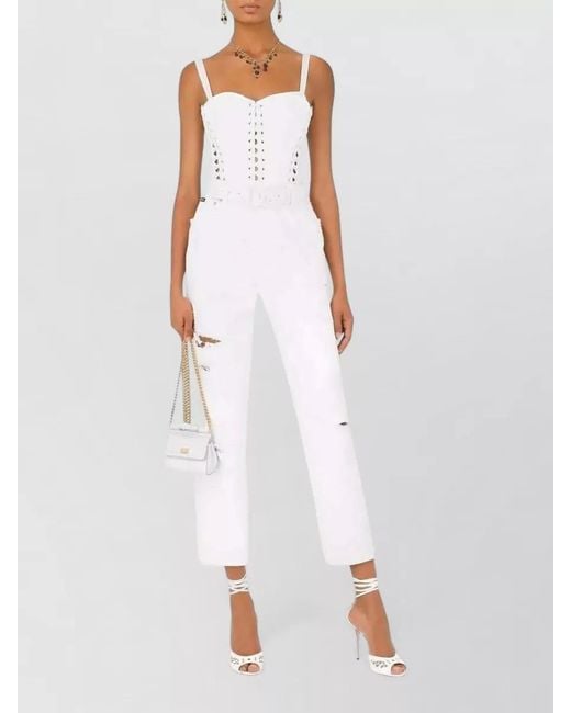 Dolce & Gabbana White Strapless Bustier Top Lace Up Neckline