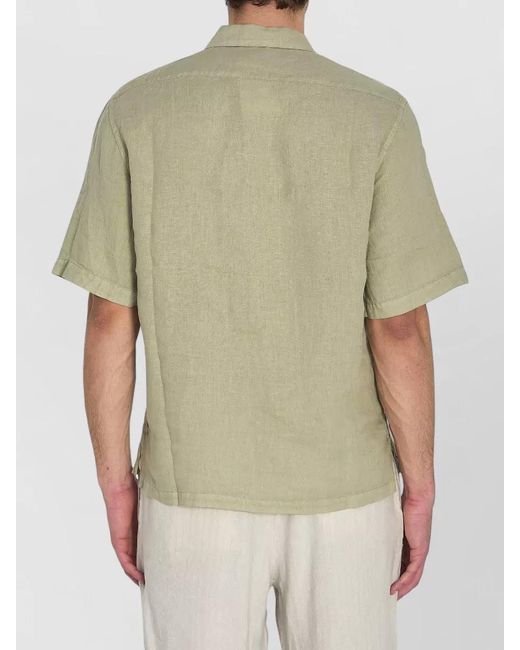 Barena Green Linen Regular-Fit Short-Sleeve Shirt for men