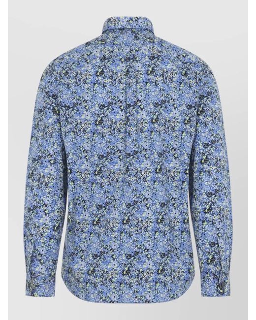 Paul Smith Blue Slim Fit Shirt Organic Cotton Long Sleeves for men