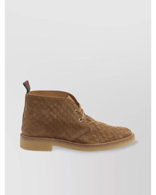 Gucci Brown Leather Lace-Up Ankle Boots for men